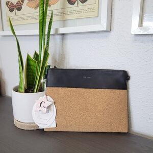 Pixie Mood purse clutch cross body cork  faux leather black Nicole Pouch